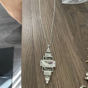 Touchstone crystal long pendant necklace